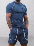 Comfort Essential Stretch Activewear Set Sports Set coofandy Blue S 