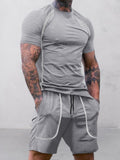 Comfort Essential Stretch Activewear Set Sports Set coofandy Gray M 