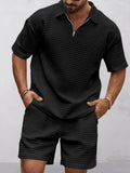 Effortless Waffle Casual Set Sets coofandy Black M 