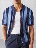 Coastal Vintage Striped Knit Shirt Shirts coofandy Blue M 