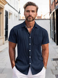 Simple Vertical Striped Shirt Shirts coofandy Navy Blue S 