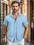 Breathable Plaid Textured Shirt Shirts coofandy Blue S 