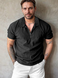 Beathable Corduroy Polo Shirt Shirts & Polos coofandy Black S 