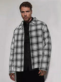 Casual Checked Tweed Shirt Shirts coofandy White M 