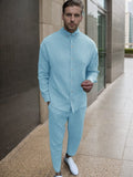 Soft Touch Textured Shirt Set Sets coofandy Clear Blue S 