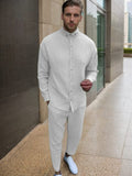 Soft Touch Textured Shirt Set Sets coofandy White S 
