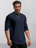 Comfort Long Sleeves T-shirt T-Shirt coofandy Navy Blue M 