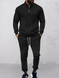 Modern Jacquard Activewear Set Sets coofandy Black S 