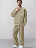 Minimalist Versatile Sweatshirt set Sets coofandy Khaki S 