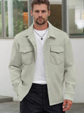 Leisure Utility Double Pockets Jacket Jackets coofandy Light Grey S 