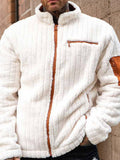 Comfy Colorblock Fleece Jacket Jackets coofandy White S 