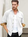Everyday Ease Suede Patchwork Shirt Shirts coofandy White S 