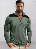 Casual Textured Color Block Polo Shirt Polos coofandy Green S 