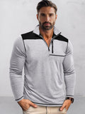 Casual Textured Color Block Polo Shirt Polos coofandy Light Grey S 