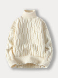 Turtleneck Cable Knit Sweater Sweaters coofandy White S 