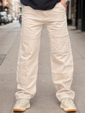 100% Cotton Straight Leg Cargo Pants Pants coofandy Beige S 