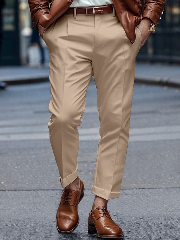 Essential Regular Fit Suit Pants Pants coofandy Khaki S 