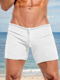Ribbed Stretchy Athleisure Shorts Shorts coofandy White S 