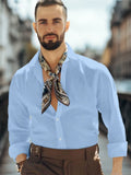 Essential Basic Solid Cotton Shirt Shirts coofandy Blue S 