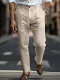Essential Regular Fit Cotton Linen Pants Pants coofandy Khaki S 