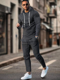 Athleisure Regular Fit 2-Piece Outfits Sports Set coofandy Dark Gray S 