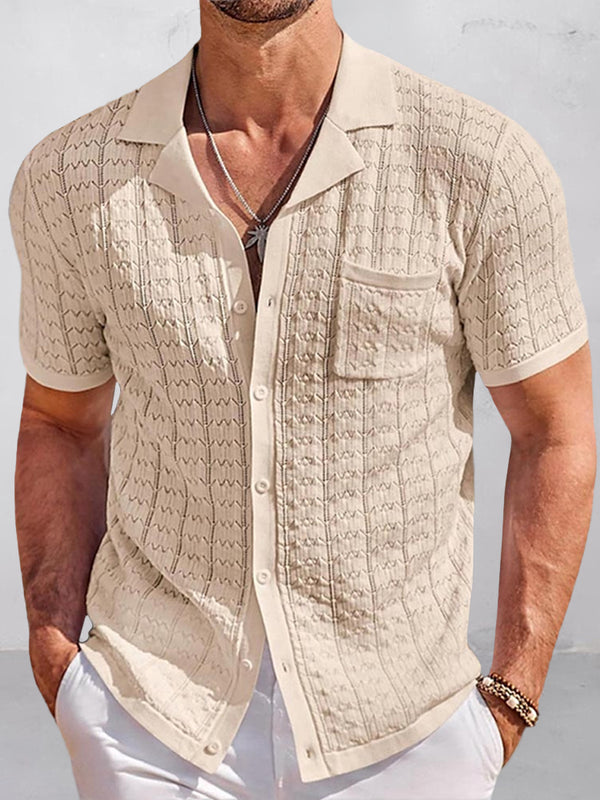 Casual Breathable Textured Knit Shirt