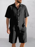 Comfort Cotton Stripe Shirt Shorts Set