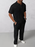 Stylish Jacquard Textured Polo Shirt Set