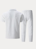 Stylish Jacquard Textured Polo Shirt Set