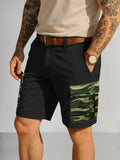 Fashion Camouflage Splicing Cargo Shorts