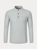 Casual Comfy Waffle Henley Shirt