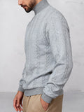 Casual High Collar Jacquard Sweatshirt