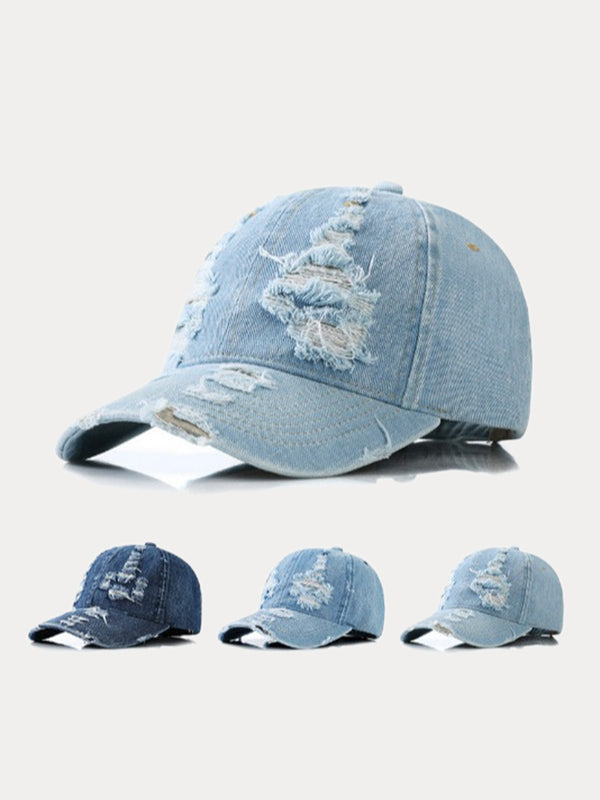 Ripped Distressed Denim Baseball Cap