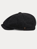 Classic Herringbone Tweed Newsboy Cap
