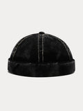 Retro Distressed Corduroy Brimless Hat