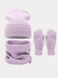 Ultra-Soft Knit Beanie Gloves Neck Warmer 3-in-1 Set