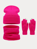Ultra-Soft Knit Beanie Gloves Neck Warmer 3-in-1 Set