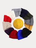 Versatile Simple Ribbed Knit Beanie Hat