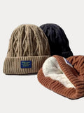 Stylish Warm Label Fleece Knit Beanie