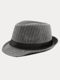 Classic Striped Wide Brim Fedora Hat
