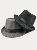 Classic Striped Wide Brim Fedora Hat