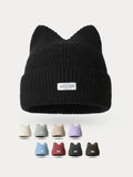 Fashion Plush Meowing Label Beanie