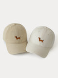 Casual Embroidered Sausage Dog Cotton Baseball Cap