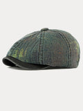 Bicolor Patchwork Washed Cotton Newsboy Cap