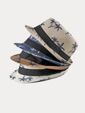 Vacation Coconut Tree Print Woven Straw Fedora Hat