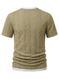 Cable Knit Faux Two-Piece Short Sleeve T-Shirt