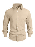Embossed Jacquard Long Sleeve Button-Down Shirt