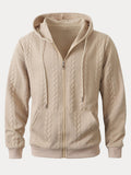 Casual 3D Embossed Zip-Up Hoodie