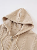 Casual 3D Embossed Zip-Up Hoodie