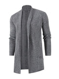 Solid Ribbed Knit Open Front Cardigan